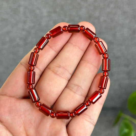 Natural Garnet Lu Thong Mix Bead Bracelet Size 6 mm