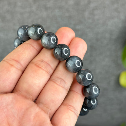 Natural Black Jadeite Jade Bracelet Size 13 mm
