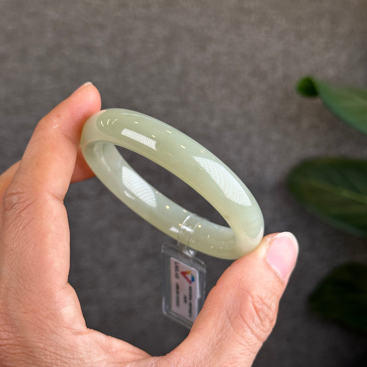 Hoa Dien Natural Nephrite Jade Bangle Chopstick Style Size 54.75 mm