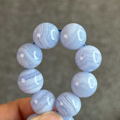 Natural Blue Lace Agate Bracelet Size 13.8 mm