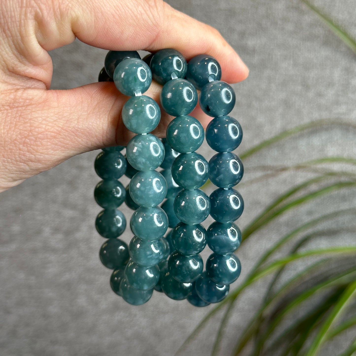 Natural Blue Water Natural Jadeite Jade Bracelet 11.8 mm