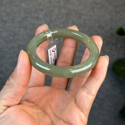 Hoa Dien Natural Nephrite Jade Bangle Leaf Style  Size 53.78 mm