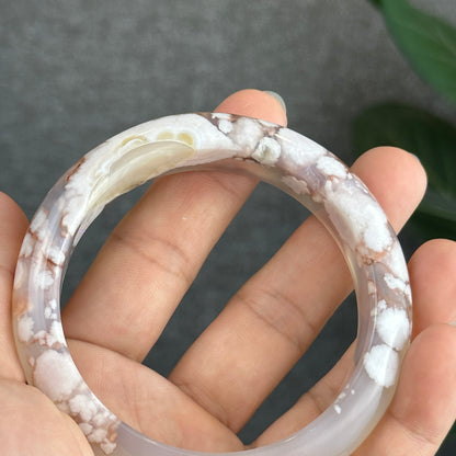 Floral Agate Bangle Leaf Style Size 61 mm