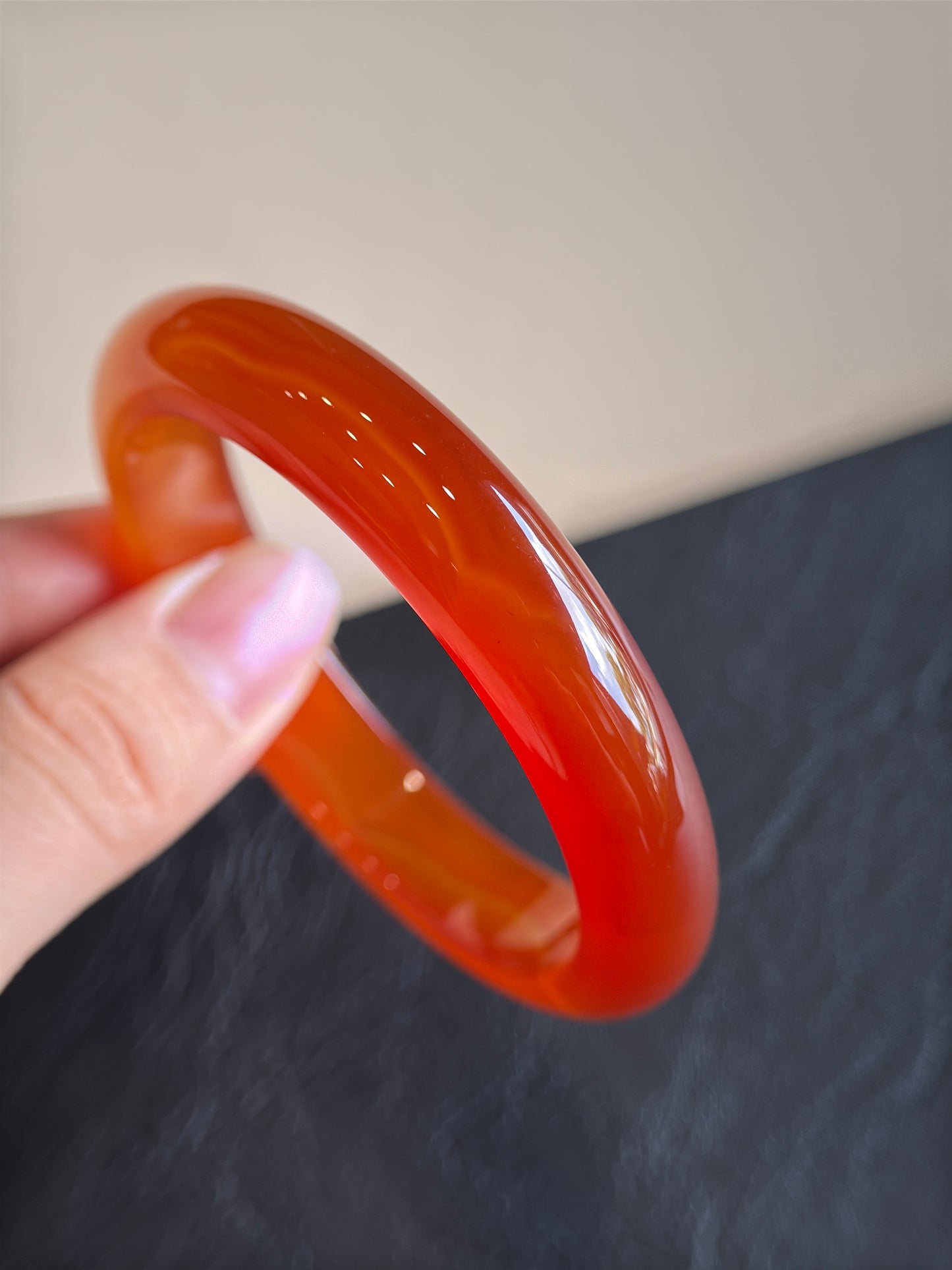 Natural Red Agate Bangle Leaf Style Size 51 mm