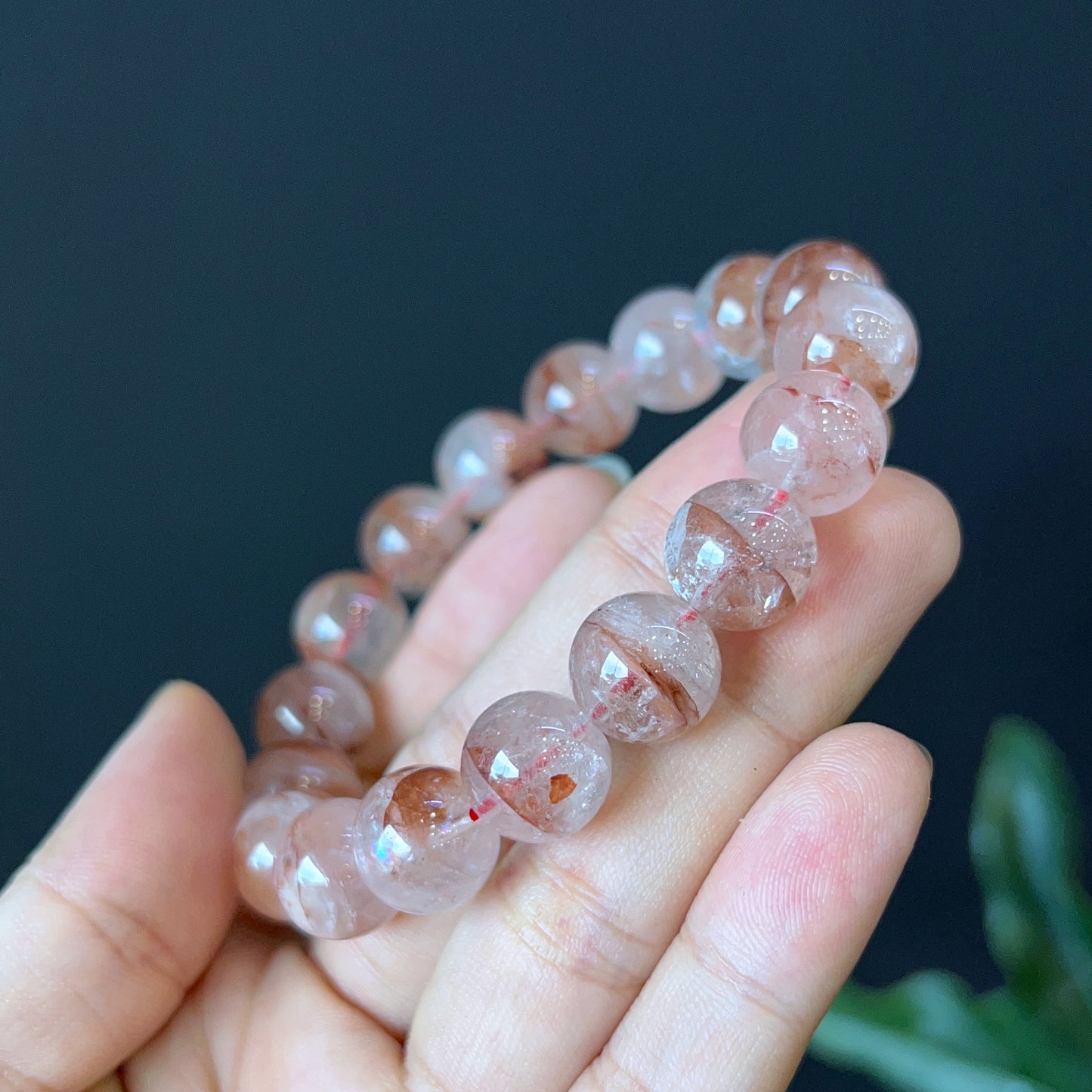 Natural Orange Landscape Quartz Bracelet Size 12 mm