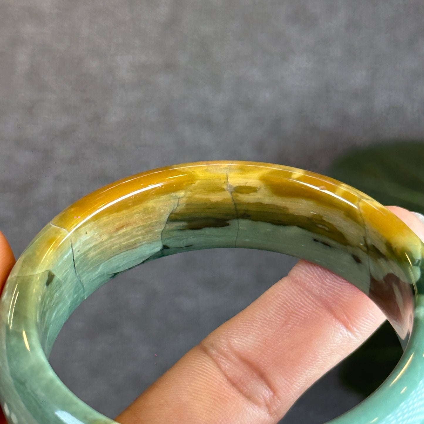 Colourful Chalcedony Bangle Leaf Style Size 57.9 mm