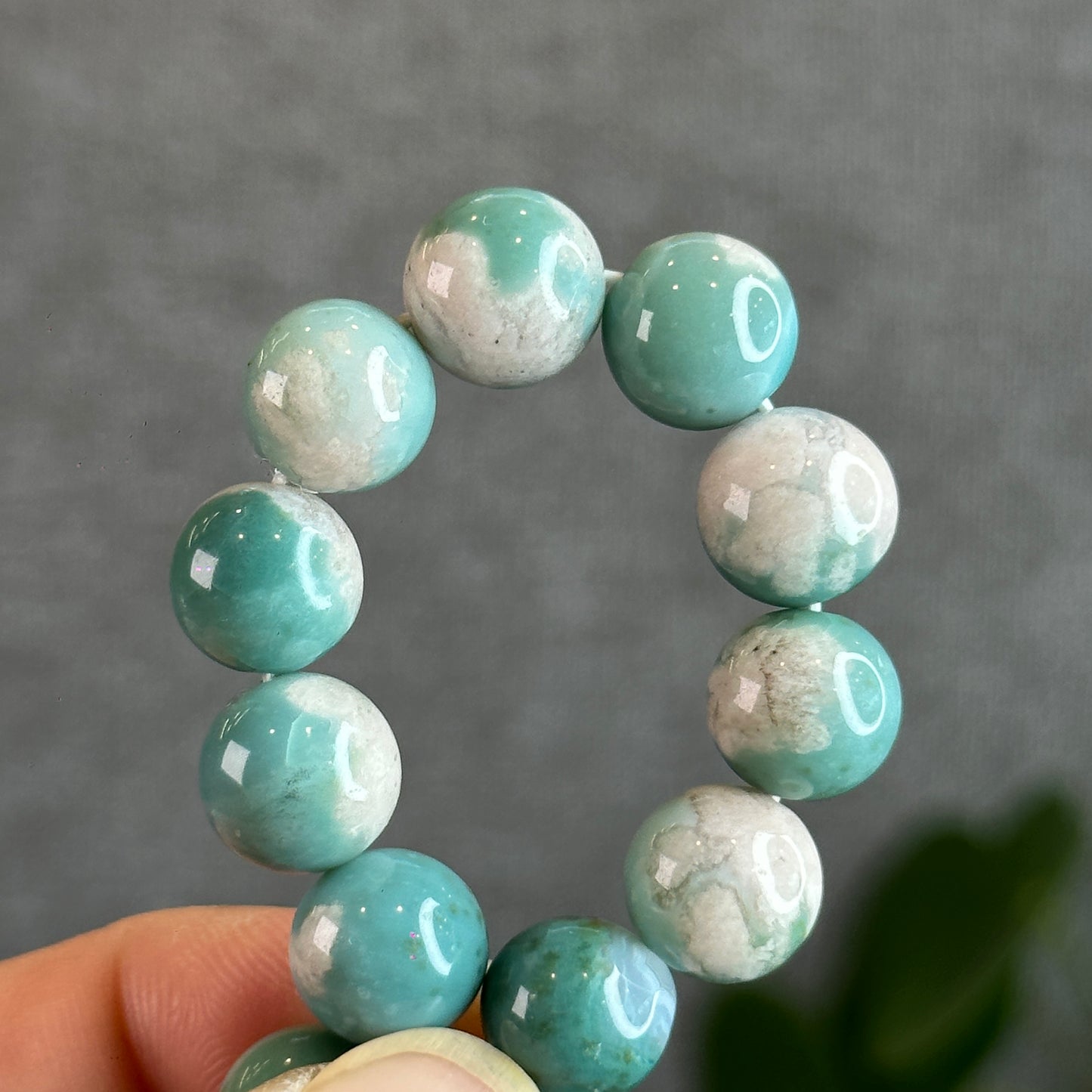 Tiffany Green Natural Floral Agate Bracelet Size 10 mm