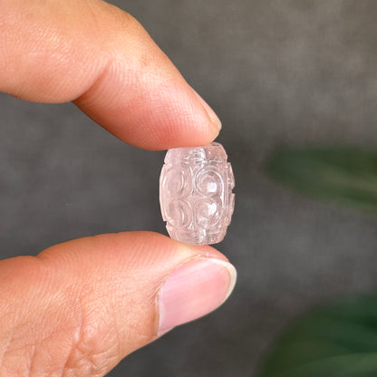 Pink Morganite Beryl Carved Lu Thong Bead Size 10.5 mm