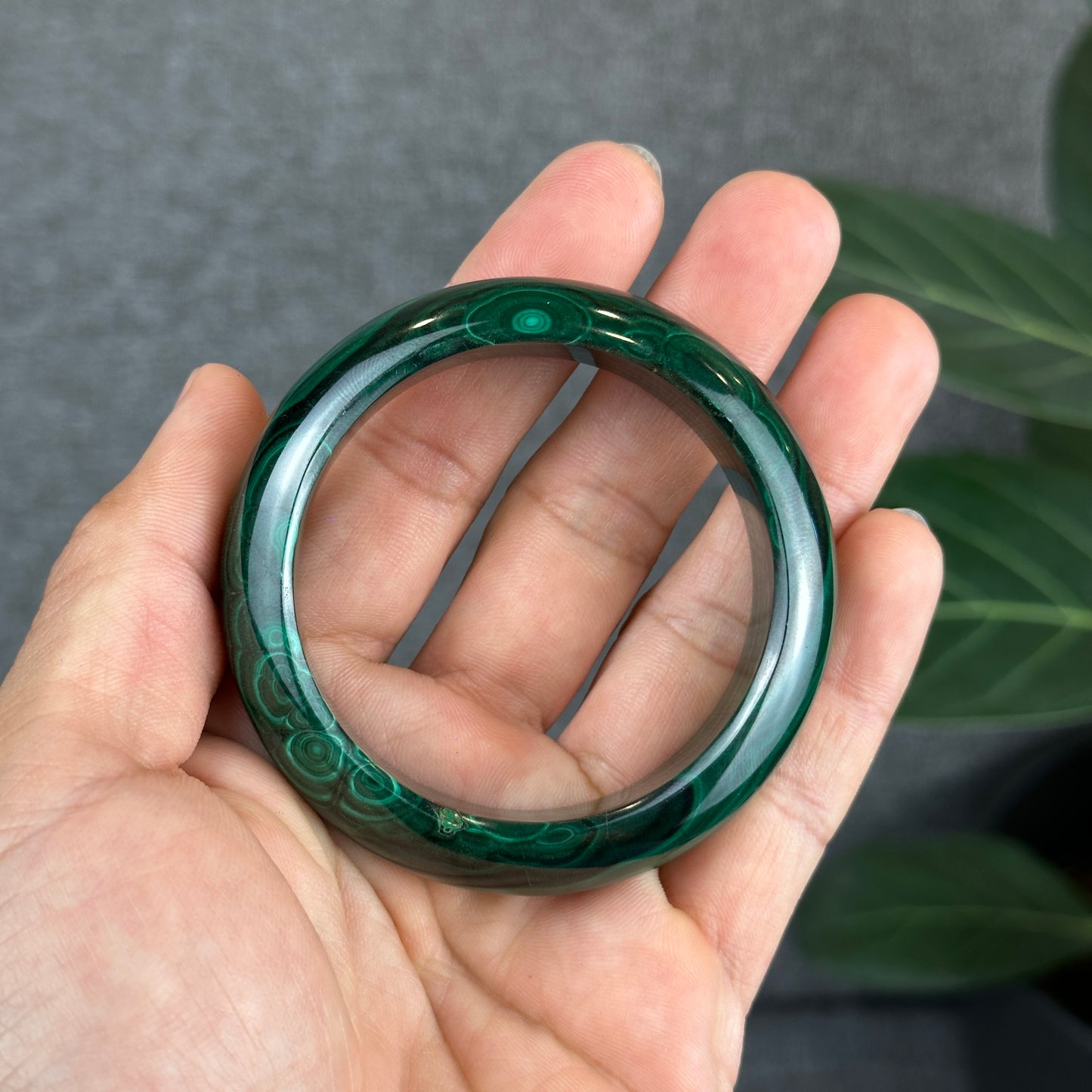 Malachite Bangle Leaf Style Size 51 mm