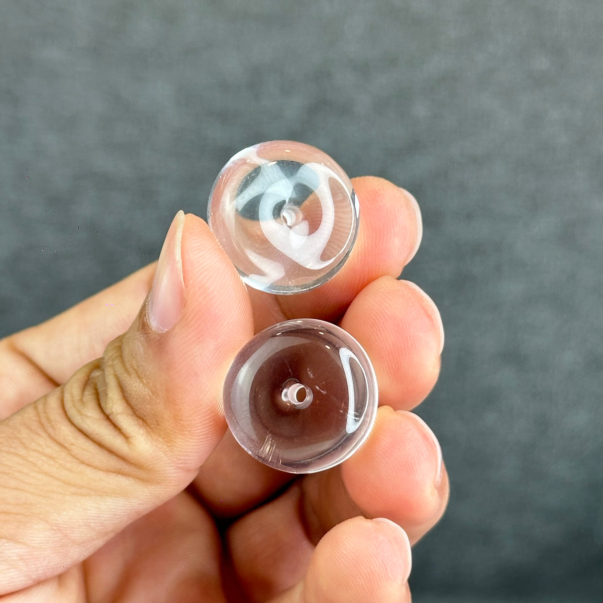 Natural Clear Quartz Dong Dieu Donut Charm - High Quality