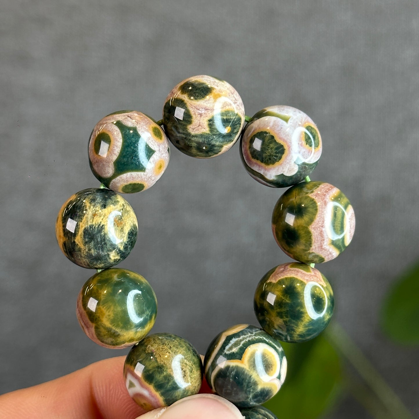 Green Multi Colour Ocean Jasper Bracelet Size 12.5 mm