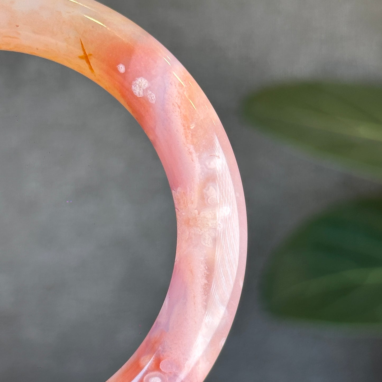 Floral Agate Bangle Chopstick Style Size 56 mm