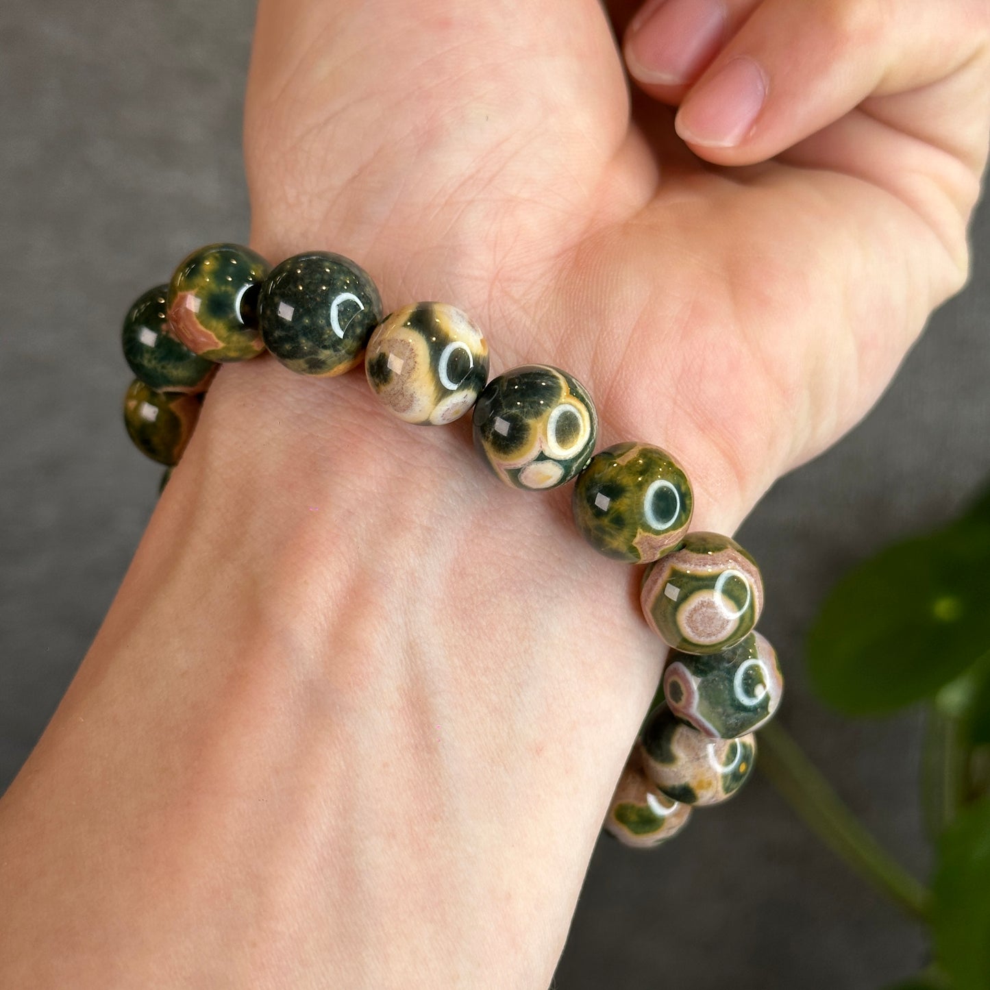 Green Multi Colour Ocean Jasper Bracelet Size 12.5 mm