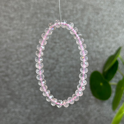 Rose Quartz Faceted Rondell Bracelet Size 7 mm