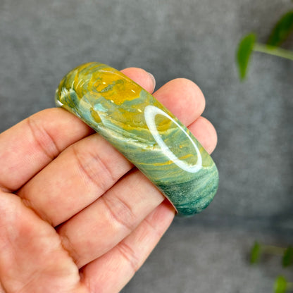 Colourful Natural Chalcedony Bangle Leaf Style Size 58.2 mm