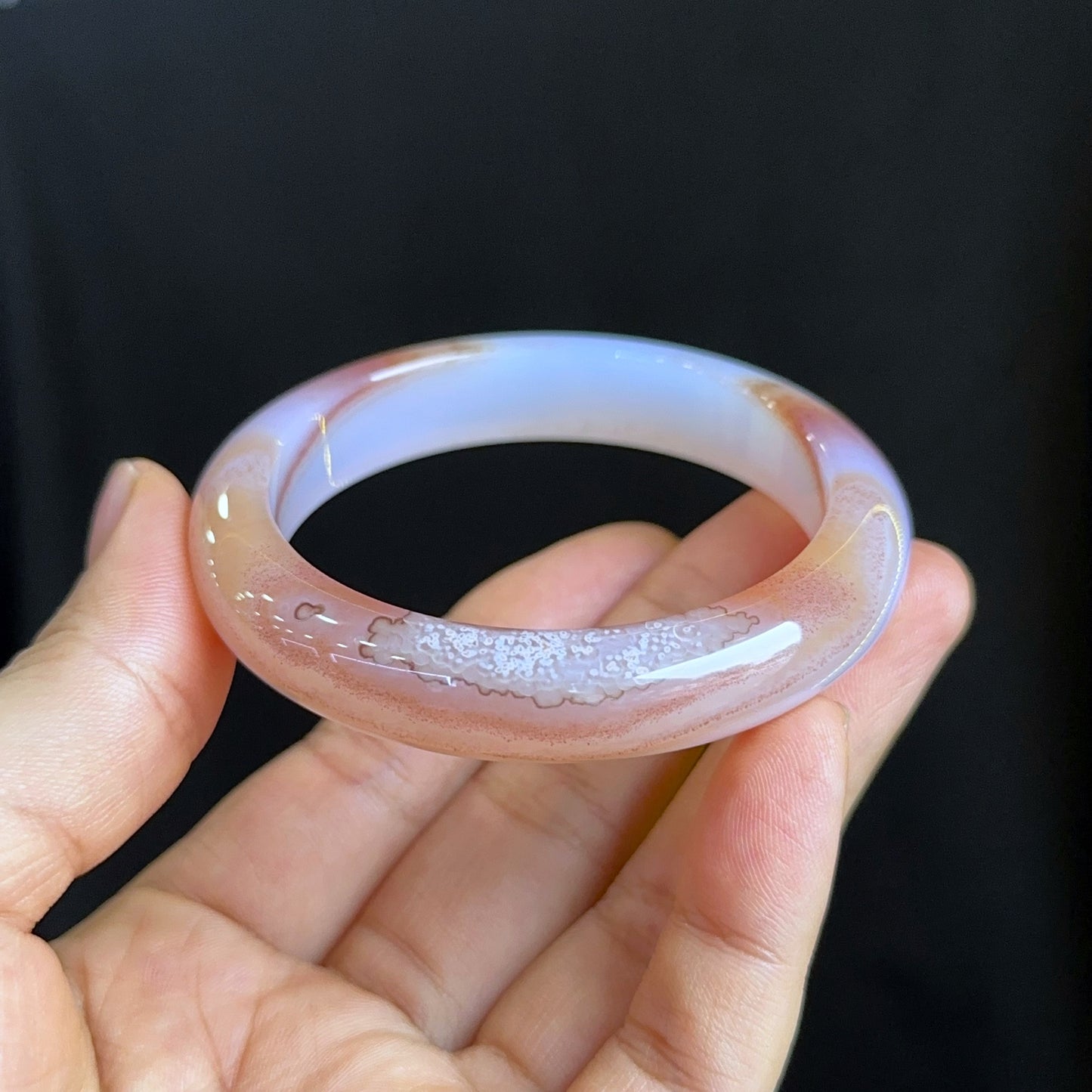 Special Natural Agate Bangle Leaf Style Size 53 mm