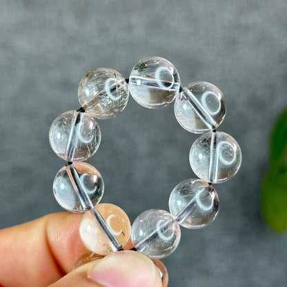 Natural Platinum Rutilated Quartz Bracelet Size 10.5 mm