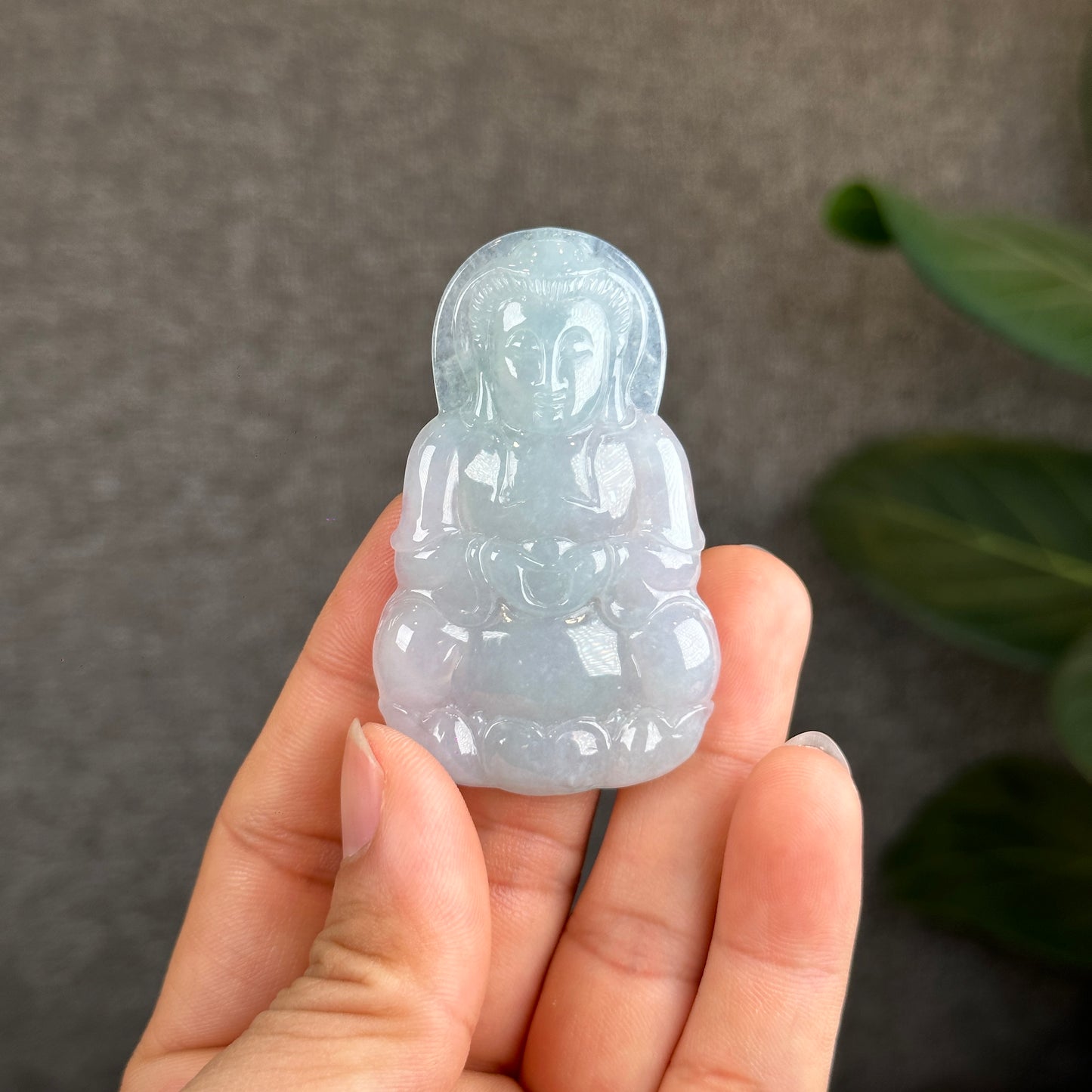 Quan The Am Buddha Jadeite Jade Type A Light Water Green Pendant