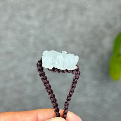 Pixiu Natural Jadeite Jade Braided Bracelet