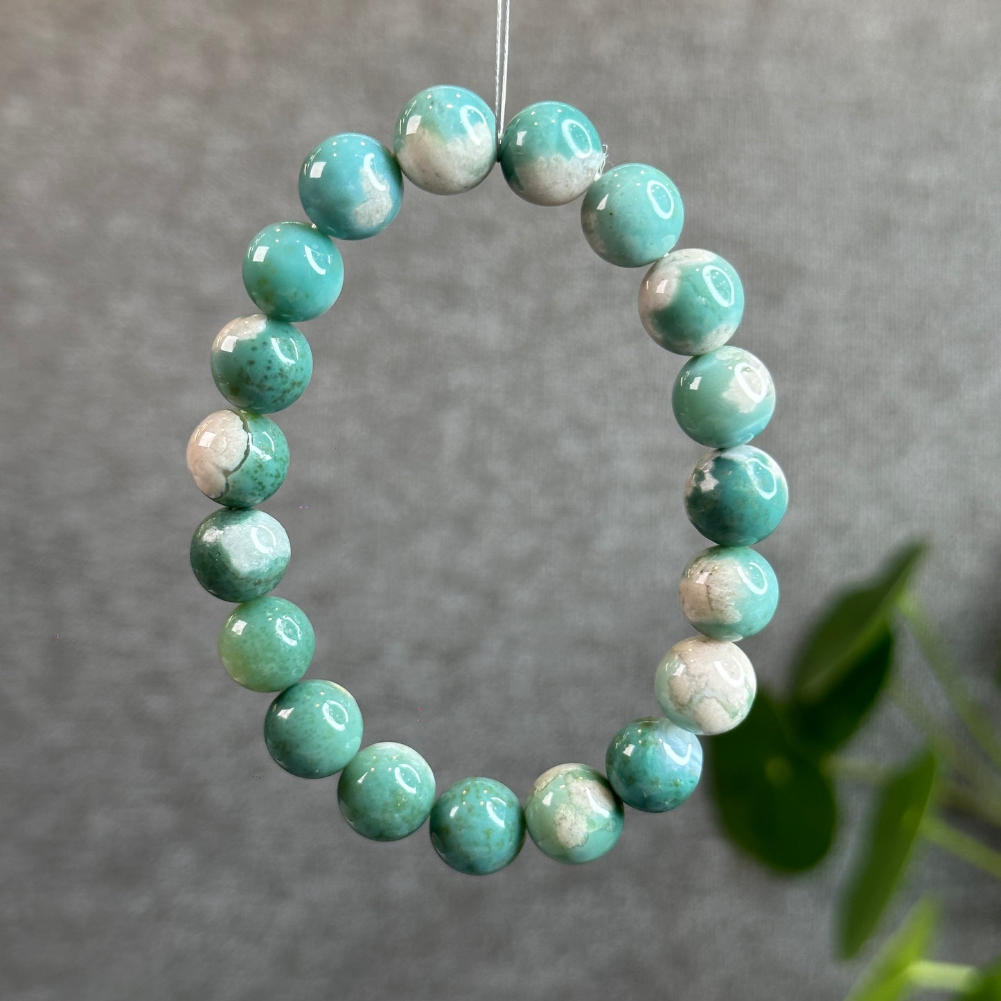 Tiffany Green Natural Floral Agate Bracelet Size 10 mm