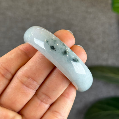 Water Green Floral Pattern Jadeite Jade Bangle Leaf Sytle Size 49.3 mm Certificate 275953