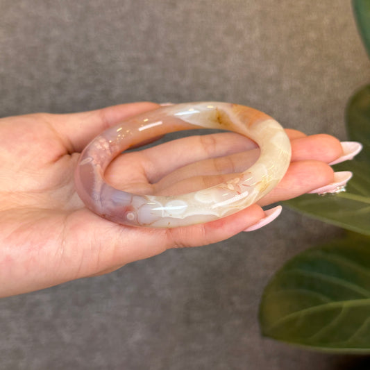 Floral Agate Bangle Chopstick Style Size 56 mm