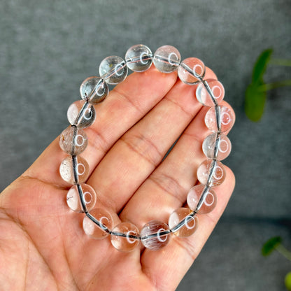 Natural Platinum Rutilated Quartz Bracelet Size 10.5 mm