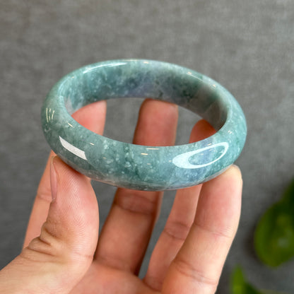 Water Green Jadeite Jade Bangle Leaf Style Size 55 mm