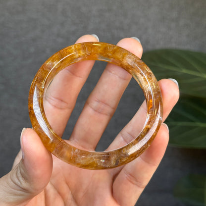 Natural Fire Quartz Golden Healer Bangle Leaf Style Size 57 mm