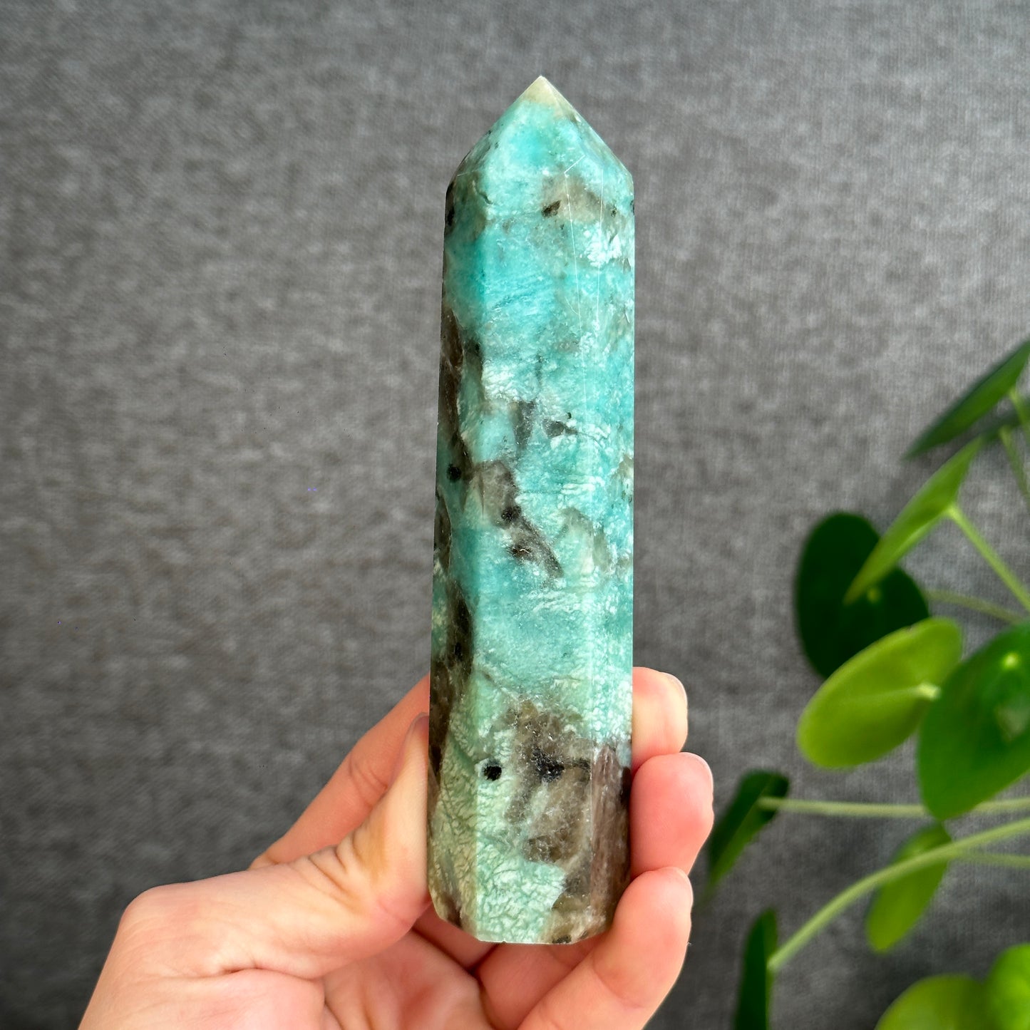 Amazonite with Smokey Quartz Tower