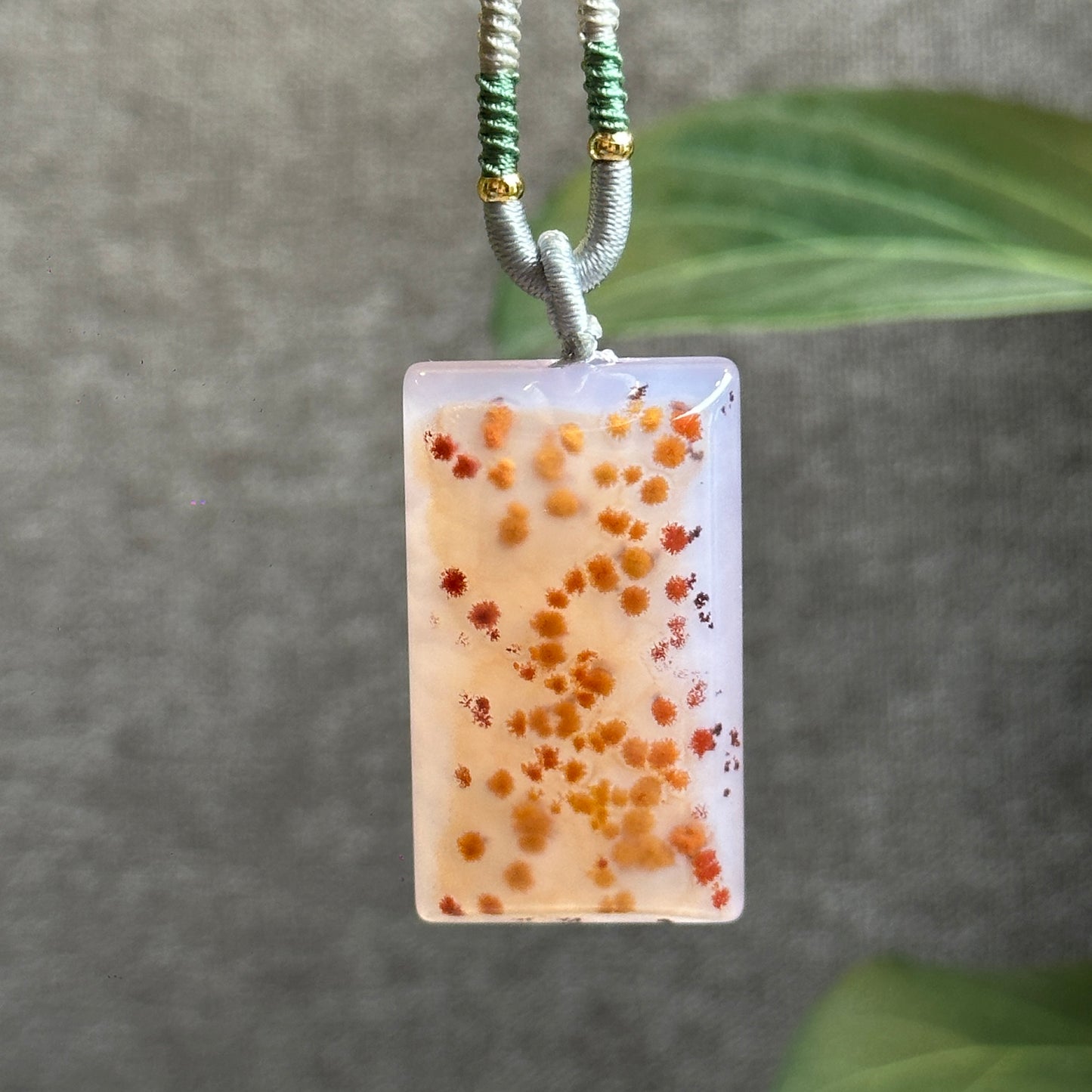 Rectangular Cinnabar Agate Pendant