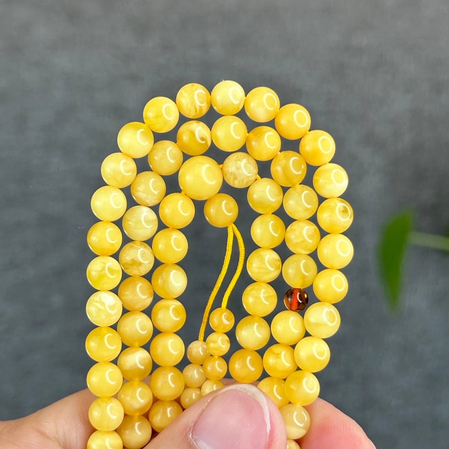 Natural Golden Amber Triple Wrap 108 Bead Bracelet Size 6 mm