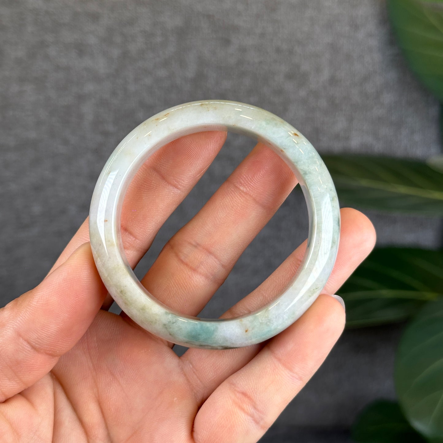 Tri Colour Natural Floral Orange Natural Jadeite Jade Type A Bangle Leaf Sytle Size 52.3 mm Certificate 574933