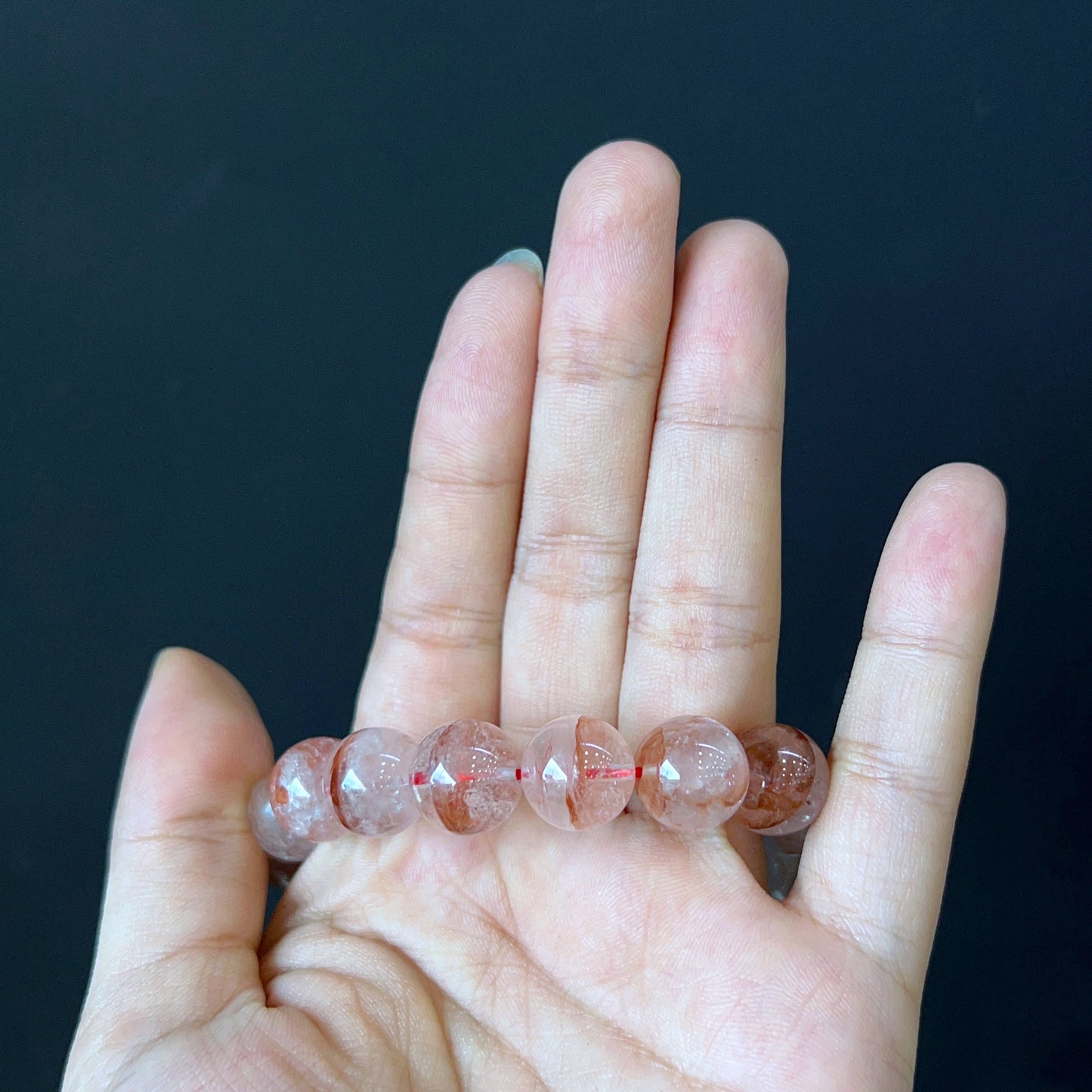 Natural Orange Landscape Quartz Bracelet Size 12 mm