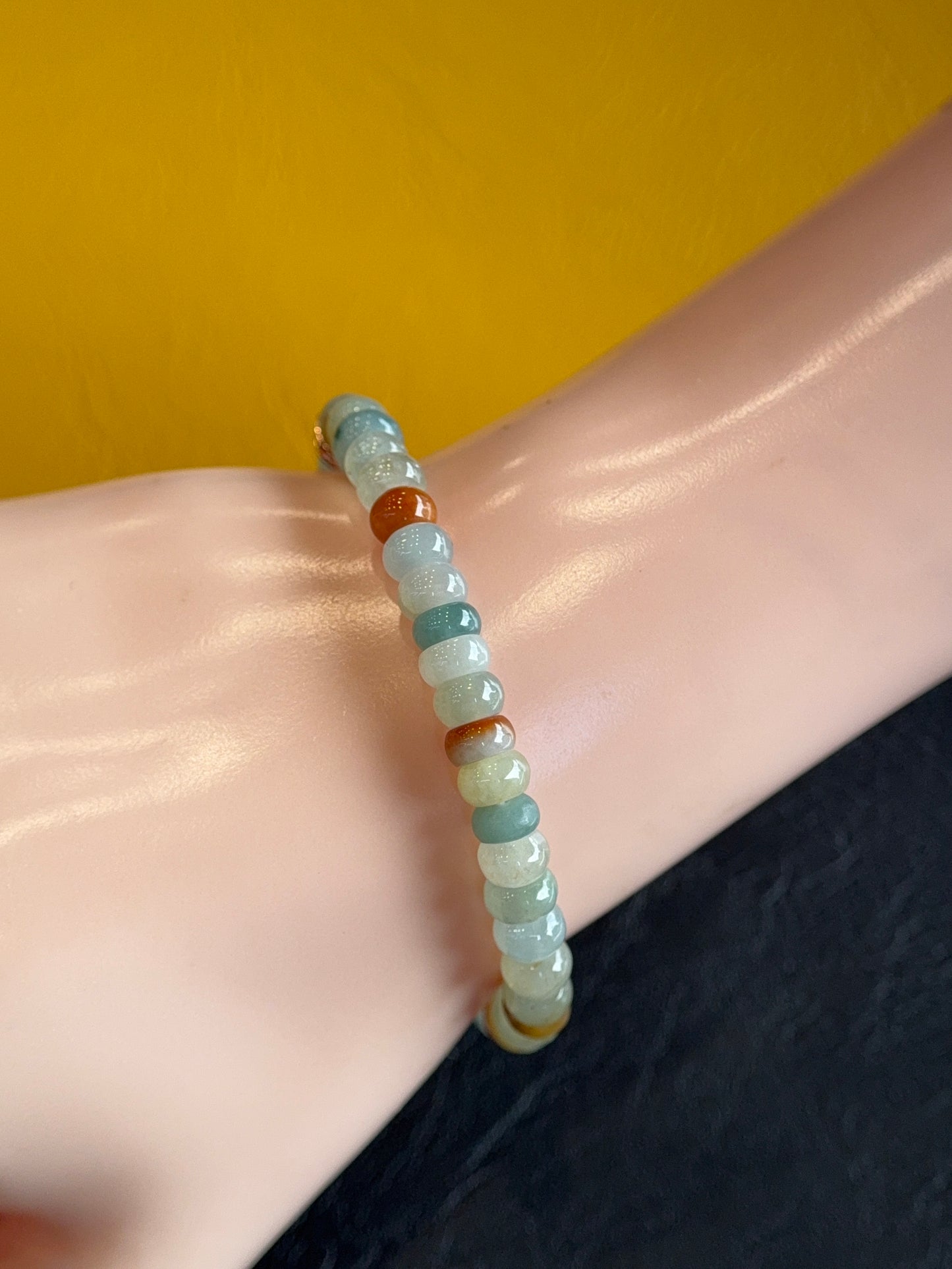 Natural Multi-Colour Jadeite Jade Rondelle Bracelet Size 6 mm