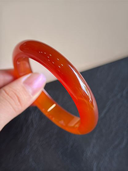 Natural Red Agate Bangle Leaf Style Size 51 mm