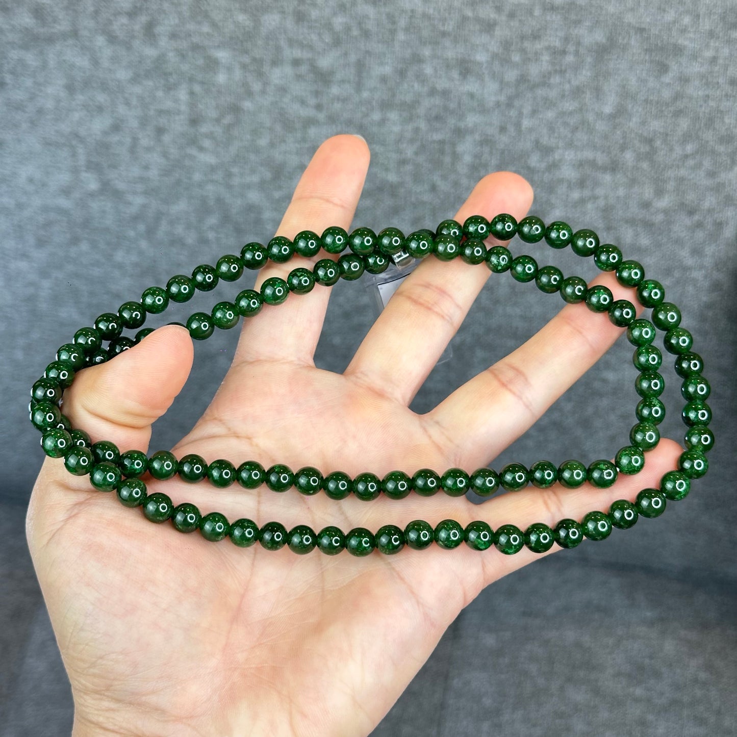 Natural Nephrite Jade High Quality Triple Wrap (108 Bead) Bracelet Size 7 mm