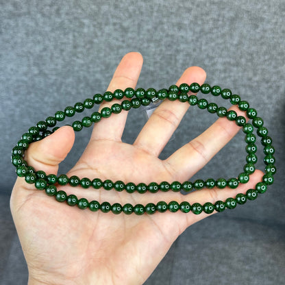 Natural Nephrite Jade High Quality Triple Wrap (108 Bead) Bracelet Size 7 mm