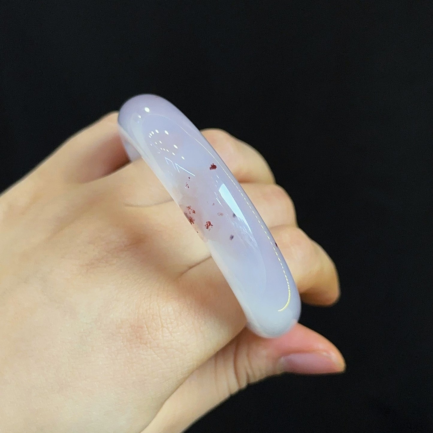 Special Natural Agate Bangle Leaf Style Size 53 mm