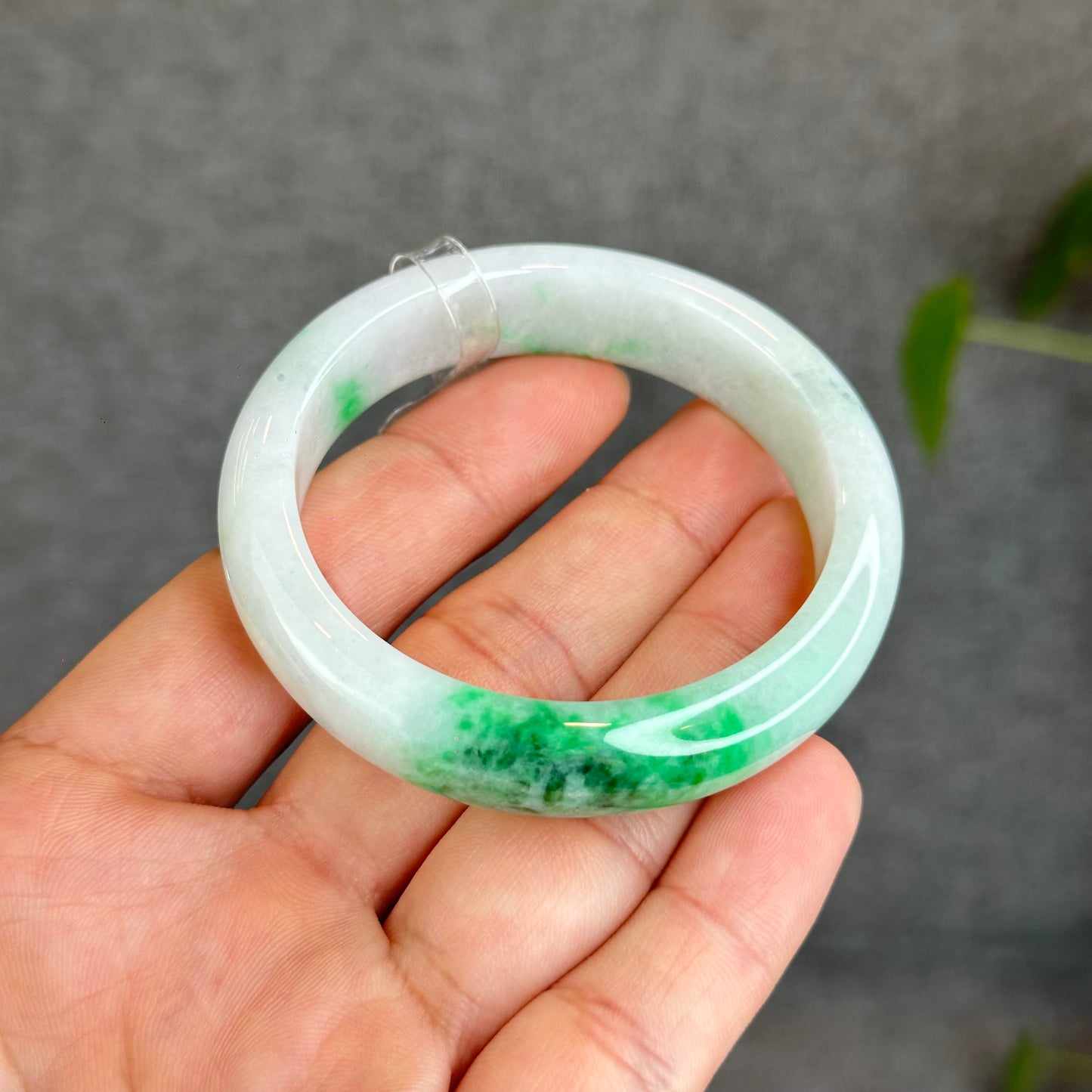 Light Green Natural Jadeite Jade Leaf Style Size 51.44 mm