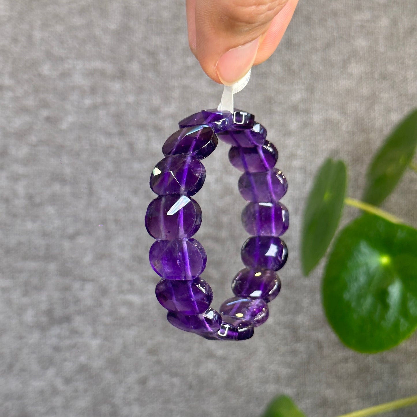 Amethyst Faceted Cuff Bracelet from Uruguay Size 15 mm