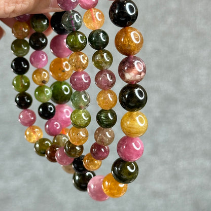 Natural Multi-Colour Tourmaline Bracelet Size 9 mm