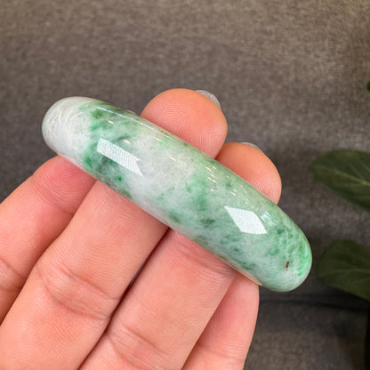 Light Green Natural Jadeite Jade Bangle Leaf Style Size 52.12 mm