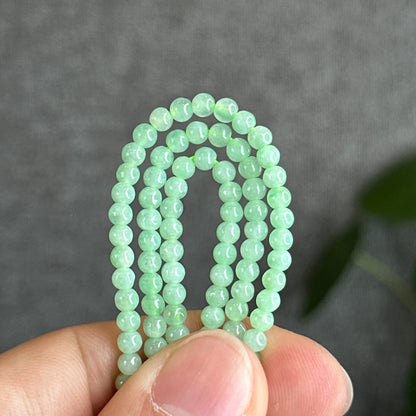 Apple Green Jadeite Jade Triple Wrap Bracelet Size 4 mm