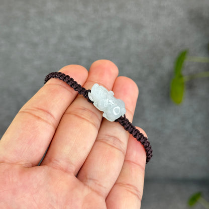 Pixiu Natural Jadeite Jade Braided Bracelet