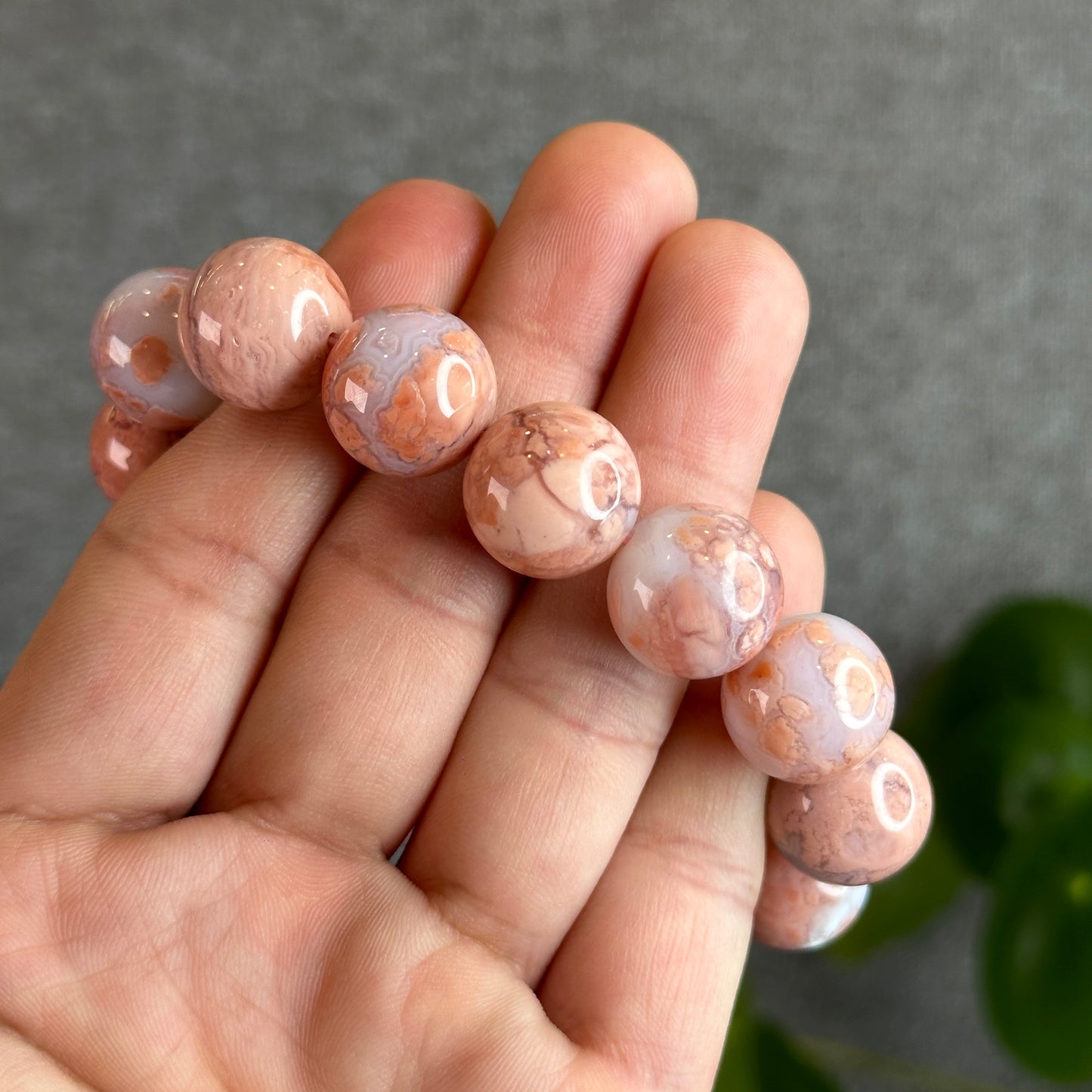 Natural Rose Agate Bracelet Size 15 mm