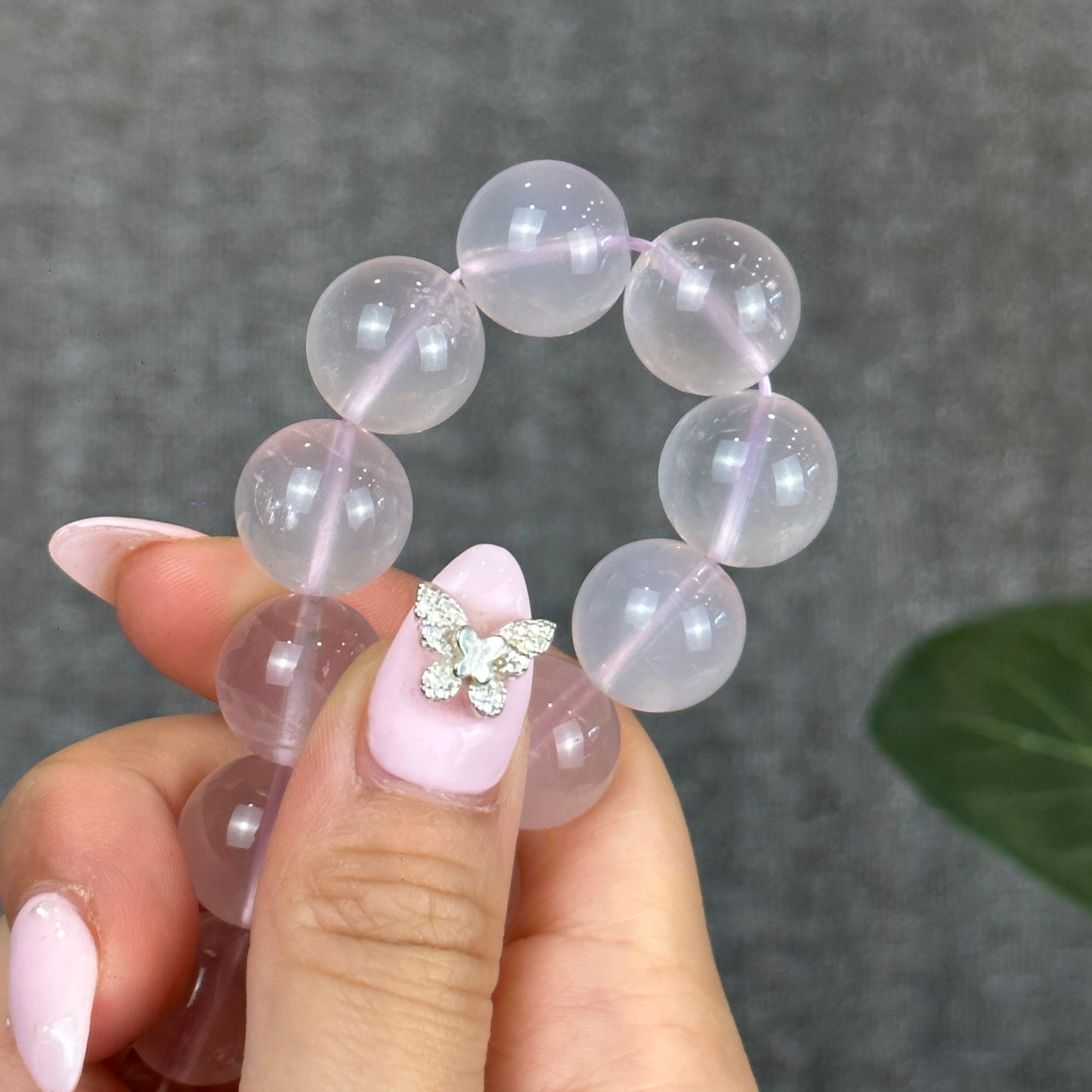 Lavender Mozambique Rose Quartz Bracelet Size 14 mm