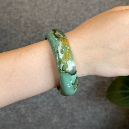 Colourful Chalcedony Bangle Leaf Style Size 57.9 mm