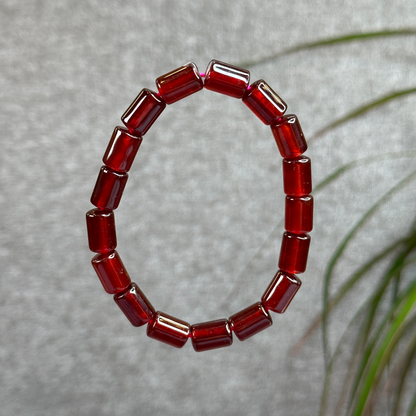 Garnet Cylinder Bracelet Size 8 mm