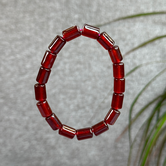 Garnet Natural Cylinder Bracelet Size 8 mm